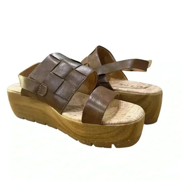 Korks Ease Women's Fraya Slingback Wedge Platform Sandals Brown Size 8 EUC - Picture 1 of 6